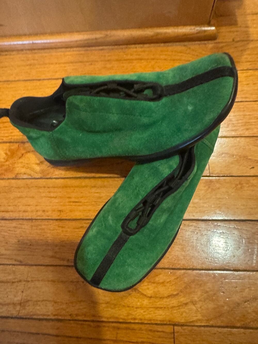 Prada suede green sneaker shoe 38 Women (2000